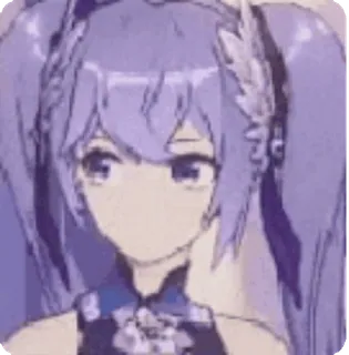 😐 4195b8ef Keqing Genshin Impact 애니메이션, 비디오 게임, 각청, 원신, Waifu, 보라색 telegram sticker