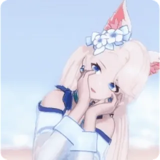 🤗 8faf12ff 애니메이션 여자, 여우 귀, 귀여운, 금발, 카와이, 만화 telegram sticker