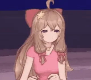 😋 e059dea2 애니메이션 소녀, 귀여운, 별, 리본, 분홍색 telegram sticker