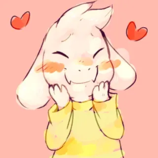 ❤ 49d20d47 Asriel Dreemurr Undertale słodkie, koza, potwór, gra wideo, serce whatsapp sticker