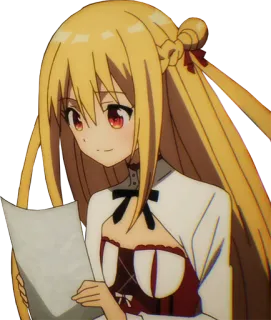 🙂 24970f9e anime, cô gái, tóc vàng, mắt đỏ, kawaii, dễ thương whatsapp sticker