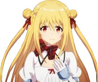 😤 d4b70145 gái anime, nghiêm túc, tóc vàng, mắt đỏ, anime, nhân vật whatsapp sticker