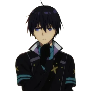 🤔 ed8ad419 Anime, Nam, Nhân vật, Tóc đen, Mắt tím, Đồng phục đen whatsapp sticker