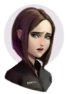 😒 1944f536 SAMSUNG samsung, desenho animado, menina, retrato, tecnologia, empresa whatsapp sticker