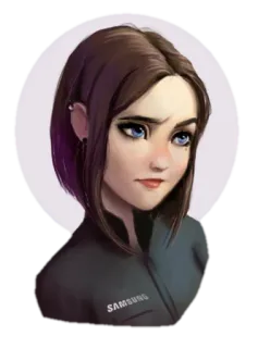 😌 7ceee731 SAMSUNG mulher, retrato, arte digital, samsung, menina, desenho animado whatsapp sticker