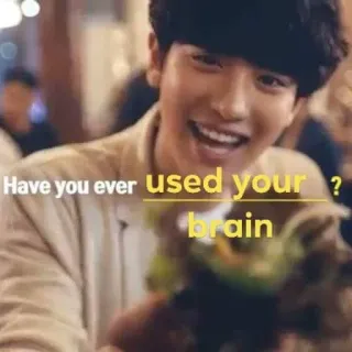 🧠 c04a6cbd Have you ever used your brain otak, kecerdasan, pertanyaan, asia, pria, berpikir whatsapp sticker