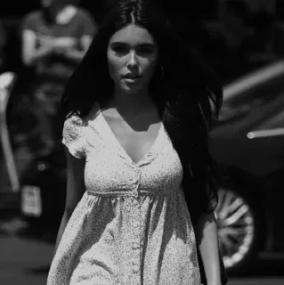 🚩 aa0a5527 女性, ドレス, ウォーキング, ファッション, 白黒 telegram sticker