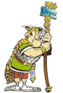 😎 377f2dc9 Utopia cartone animato, fumetto, utopia, personaggio, bandiera, antico, storico telegram sticker