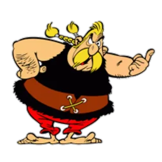 👺 b95d6ee6 Obelix Asterix cartone animato, personaggio, francese, fumetti, pollice, gallo, vintage telegram sticker
