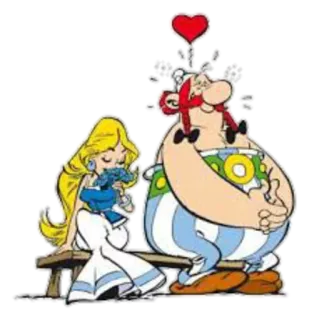 ♥ f570e6a9 Asterix cartone animato, amore, personaggio, cuore, fumetto, coppia telegram sticker