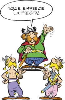 💃 fead7b30 ¡QUE EMPIECE LA FIESTA! Asterix, fumetto, festa, spagnolo, divertente telegram sticker