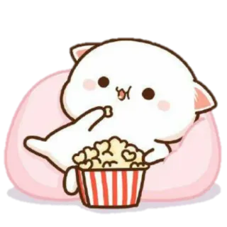 🐼 076aab61 gato, lindo, palomitas, dibujos animados, kawaii, animal, merienda telegram sticker