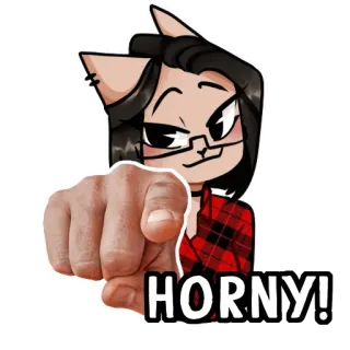 🥵 454d2482 HORNY! dâm, hoạt hình, chỉ, vải flannel, tai mèo telegram sticker