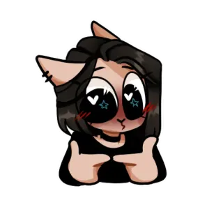 👉 6c2d973b Anime, Tai mèo, Dễ thương, Cô gái, Mắt hình trái tim, Kawaii telegram sticker