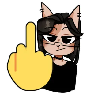 🖕 909f6808 ngón giữa, cử chỉ xúc phạm, biểu tượng cảm xúc, mèo, phim hoạt hình, thô lỗ, bất kính telegram sticker