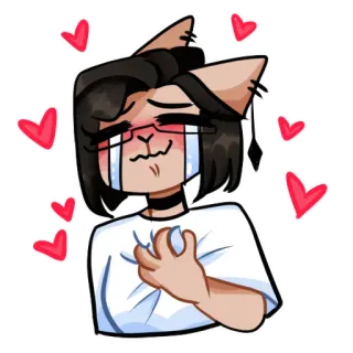 ❤️‍🔥 cfeccf4a mèo, anime, trái tim, tình yêu, kawaii, dễ thương, sticker telegram sticker