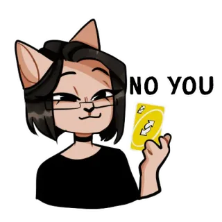 🙂 d733e1e7 NO YOU Thẻ Uno Đảo ngược, Ngón tay giữa, Cử chỉ xúc phạm, Neko, Không, bạn, Tranh cãi telegram sticker