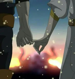 ✨ b33d9bbe tangan, pasangan, matahari terbenam, romansa, cinta, janji kelingking whatsapp sticker