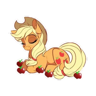 🍎 60ca1335 Applejack My Little Pony Kucyk, Applejack, Kreskówka, Przyjaźń, Jabłka, Słodki, Zwierzę telegram sticker