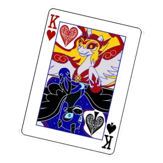 🃏 79a6af8c karta do gry, król, kucyk, serca, piki, fantasy, kreskówka, naklejka telegram sticker