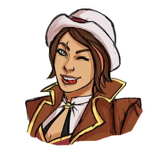 😉 cc522622 kreskówka, kobieta, mruganie, portret, kapelusz telegram sticker