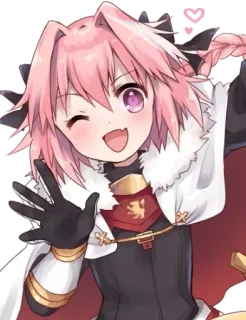 👋 14c85e19 Astolfo Anime, Manga, Mignon, Cheveux roses, Qui fait coucou, Coeurs telegram sticker