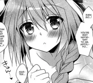 😳 7d2182e2 Astolfo CAN YOU TRUST LURE YOUR OR...? MASTER... EVEN SO...! YOU'RE VERY IMPORTANT TO ME, ASTOLFO... Anime, Manga, Mignon, Travestissement, Rougeurs, Personnage telegram sticker