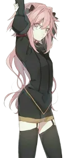 😒 803b584b animé, cheveux roses, robe noire, fille, bas telegram sticker