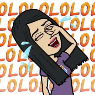 🤣 b59c74b8 LOLOLOLOLOLOLOL 笑い, 泣き, 漫画, アバター, bitmoji, 女性, 笑 telegram sticker