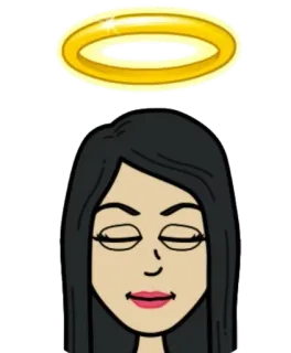 😇 f966e6f3 漫画, 光輪, 女性, 天使, 平和, Bitmoji telegram sticker