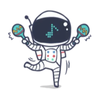 🎶 0caa2fd5 นักบินอวกาศ, ดนตรี, มาราคัส, เต้นรำ, อวกาศ, การ์ตูน telegram sticker