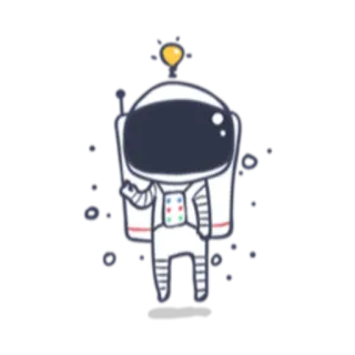 💡 60ac168a นักบินอวกาศ, อวกาศ, การ์ตูน, ดาว telegram sticker