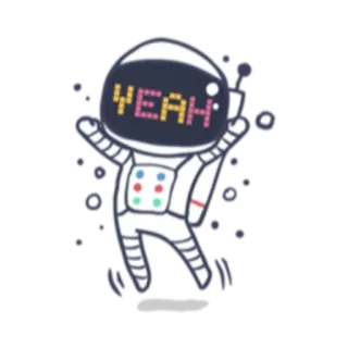 🤘 69ddb3d2 YEAH นักบินอวกาศ, อวกาศ, ใช่, เชิงบวก, ฉลอง telegram sticker