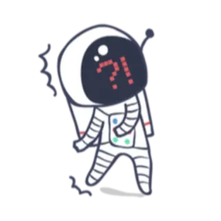 ⁉ 85f0cfaa นักบินอวกาศ, ชุดอวกาศ, เครื่องหมายคำถาม, การ์ตูน, ตัวละคร telegram sticker