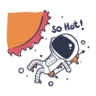 😍 cb0360c6 So Hot! นักบินอวกาศ, อวกาศ, ร้อน, พระอาทิตย์, การ์ตูน telegram sticker