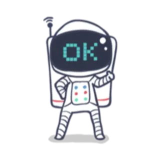 👌 e41adcd9 OK นักบินอวกาศ, โอเค, อวกาศ, การ์ตูน telegram sticker