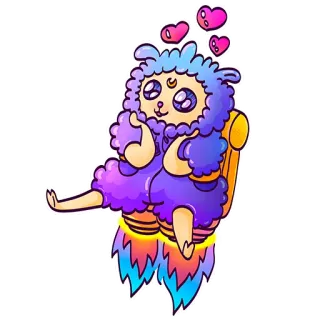 😍 7b50bf99 라마, 로켓, 우주, 귀여운, 하트, 동물, 만화, 카와이 telegram sticker
