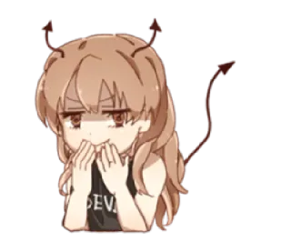 😈 277f7167 DEVIL 애니메이션 여자, 악마, 뿔, 꼬리, 귀여운, 홍조 telegram sticker