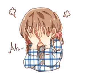 🙈 2c52383c Ahh... 애니메이션, 귀여운, 여자, 당황, 울음, 슬픈 telegram sticker