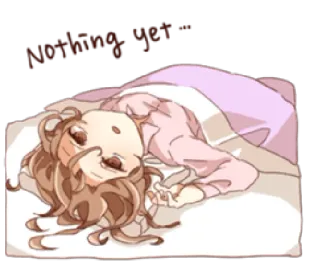 😒 72de7a35 Nothing yet... 졸린, 애니메이션, 침대, 피곤한, 소녀, 꿈 telegram sticker
