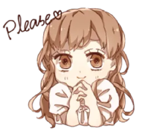 🙂 77cd6078 Please 귀여운, 애니메이션, 소녀, 애원하는, 요청, 구걸하는 telegram sticker