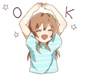 👌 895881c1 OK 애니메이션, 소녀, OK, 별, 만화 telegram sticker