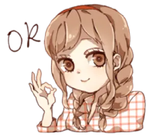 👌 8f364f79 OK 애니메이션, 소녀, OK, 제스처, 귀여운, 일러스트 telegram sticker