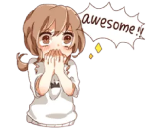 😍 9b6810e6 awesome! 귀여운, 애니메이션, 만화, 소녀, 멋진, 치비 telegram sticker