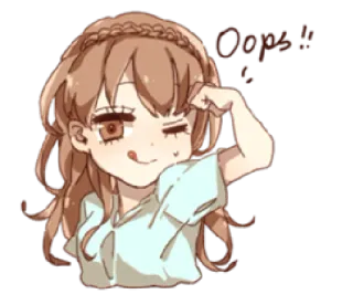 💪 bc584a81 Oops! 애니메이션 소녀, 귀여운, 웁스, 웃긴, 볼 빨개짐, 혀 telegram sticker