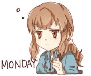 😐 c25c6955 MONDAY 월요일, 요일, 애니메이션, 여자 telegram sticker