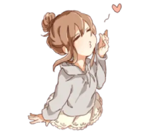 😘 d36f4767 애니메이션, 소녀, 하트, 귀여운, 사랑, 키스, 만화 telegram sticker