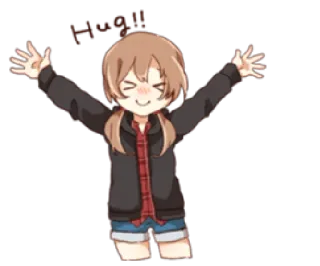 👐 d58ab8eb Hug!! 포옹, 애니메이션, 귀여운, 행복한, 카와이, 만화 telegram sticker
