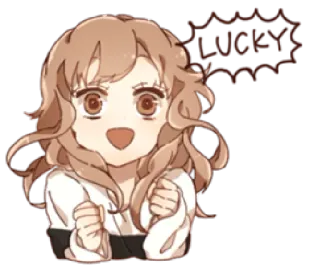 😄 df6b6ed8 LUCKY 행운, 애니메이션, 만화, 만화, 소녀, 즐거운, 쾌활한 telegram sticker
