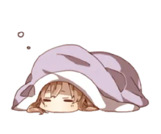 😴 e64ea663 애니메이션, 귀여운, 졸린, 만화, 치비, 소녀, 담요, 카와이 telegram sticker